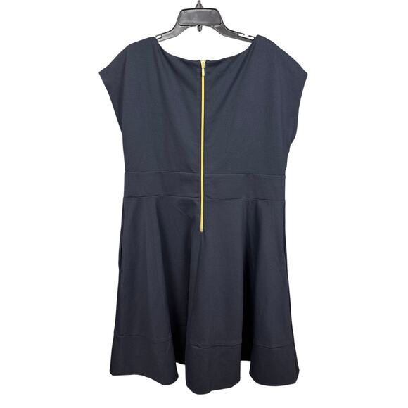 Design Collective Women's Plus Size Fit & Flare Dress Navy Blue Gold Zipper 18W - Picture 2 of 8
